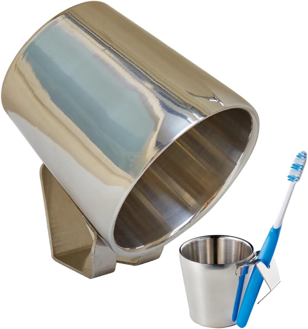 Toothbrush Gargling Cup, Excellent Drainage, 18-8 Stainless Steel,