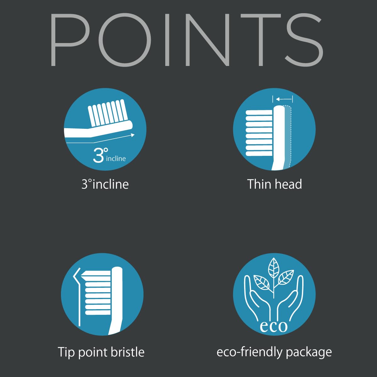 Replacement Brush Heads Refill, 4 Count -3 Row Rubber Point Bristle, Silver Ions