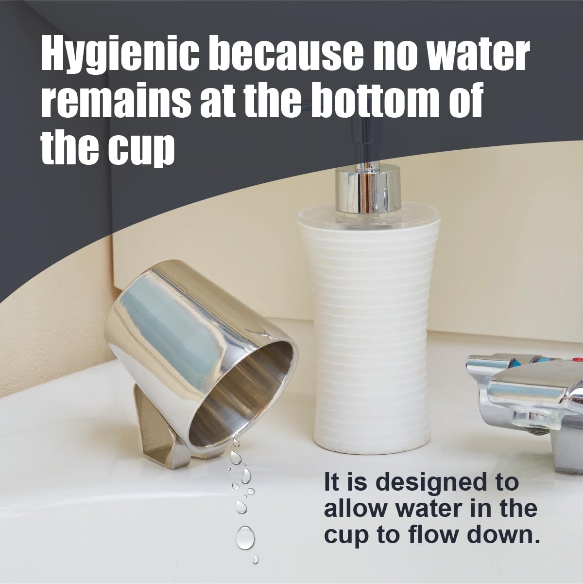 Toothbrush Gargling Cup, Excellent Drainage, 18-8 Stainless Steel,