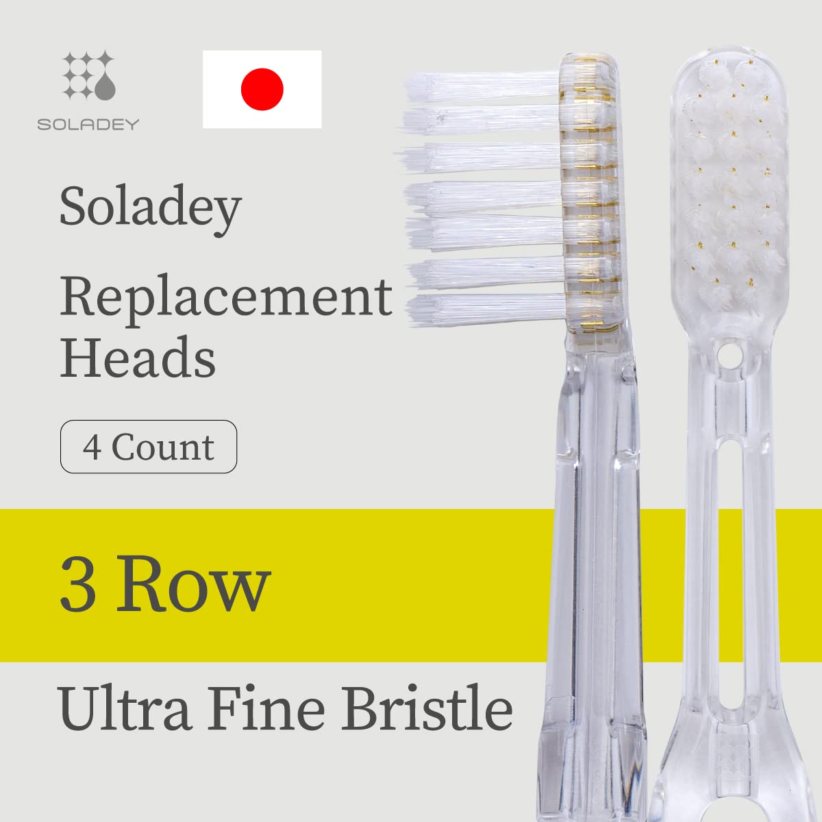 Replacement Brush Heads Refill, 4 Count -3 Row Ultra Fine Bristle
