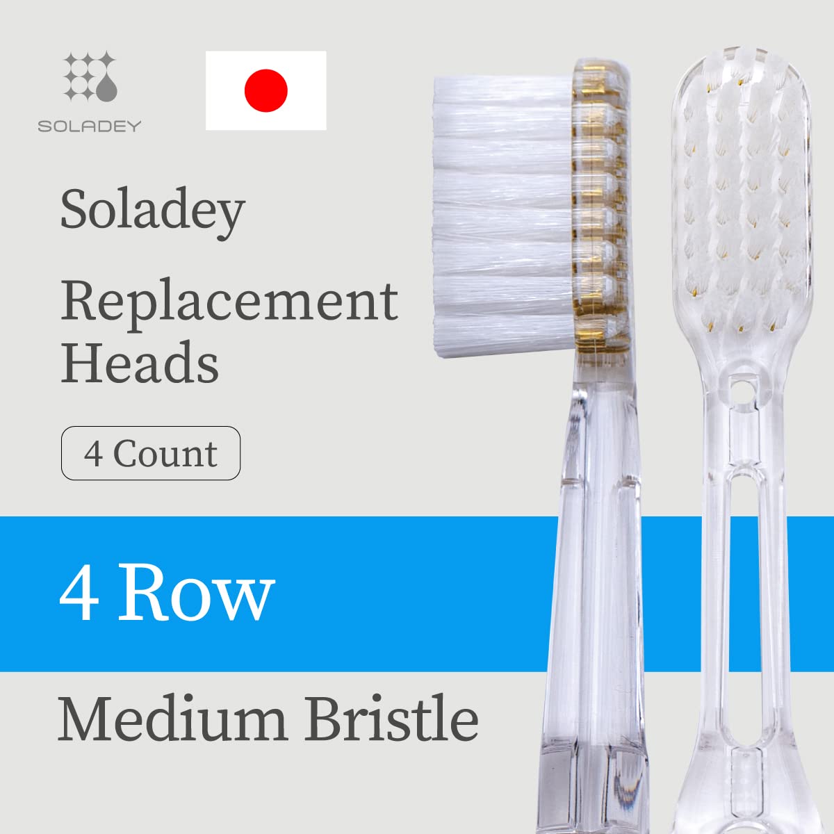 Replacement Brush Heads Refill, 4 Count -4 Row Medium Bristle