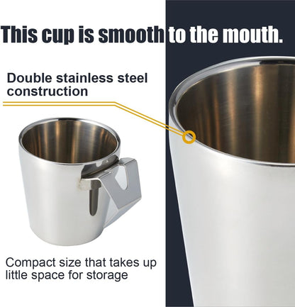 Toothbrush Gargling Cup, Excellent Drainage, 18-8 Stainless Steel,