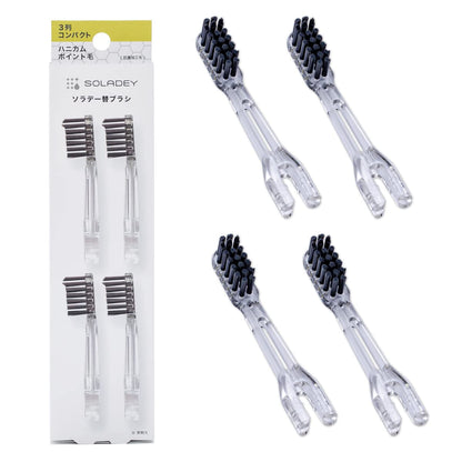 Replacement Brush Heads Refill, 4 Count -3 Row Honeycomb Point Bristle, Binchotan Charcoal and Silver Ions
