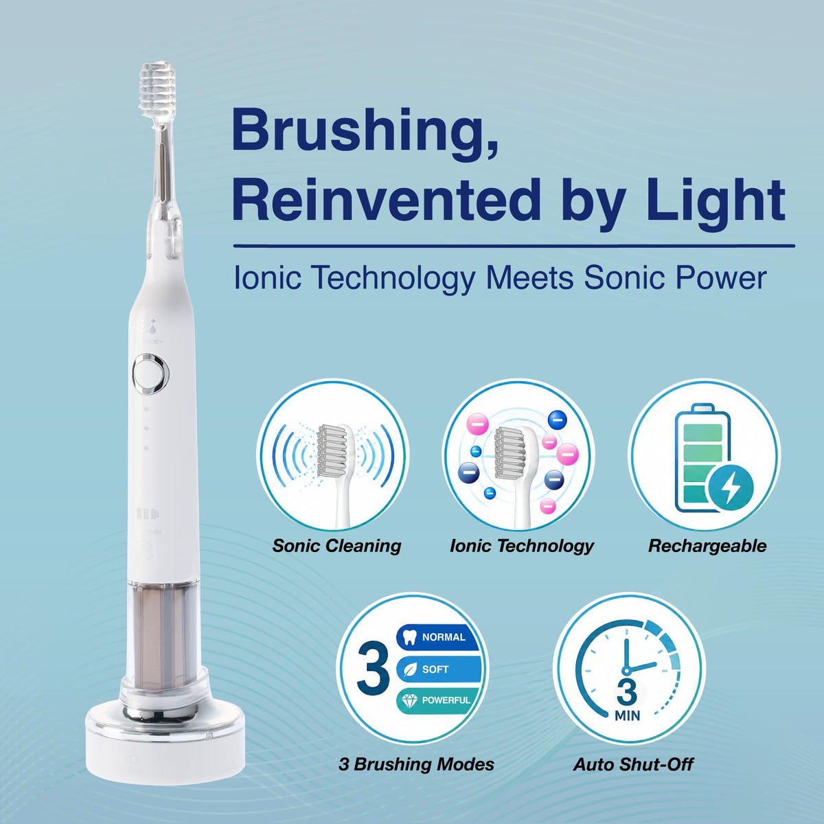 Soladey Rhythm3, Ionic Power Electric Toothbrush, Piano Black